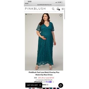 PinkBlush Teal Lace Maternity Dress Plus